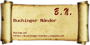 Buchinger Nándor névjegykártya